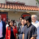 U.S. Secretary of Education Miguel Cardona, CHC Chair Nanette Barragán, SBA Administrator Isabel Guzman, CHC member Rep. Greg Casar at CHC on the Road