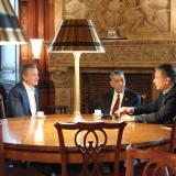 Gov. Gavin Newsom (CA), Sen. Alex Padilla (CA) and CHC Chair Rep. Adriano Espaillat (NY) discuss safeguarding Latino communities from Trump administration abuses.