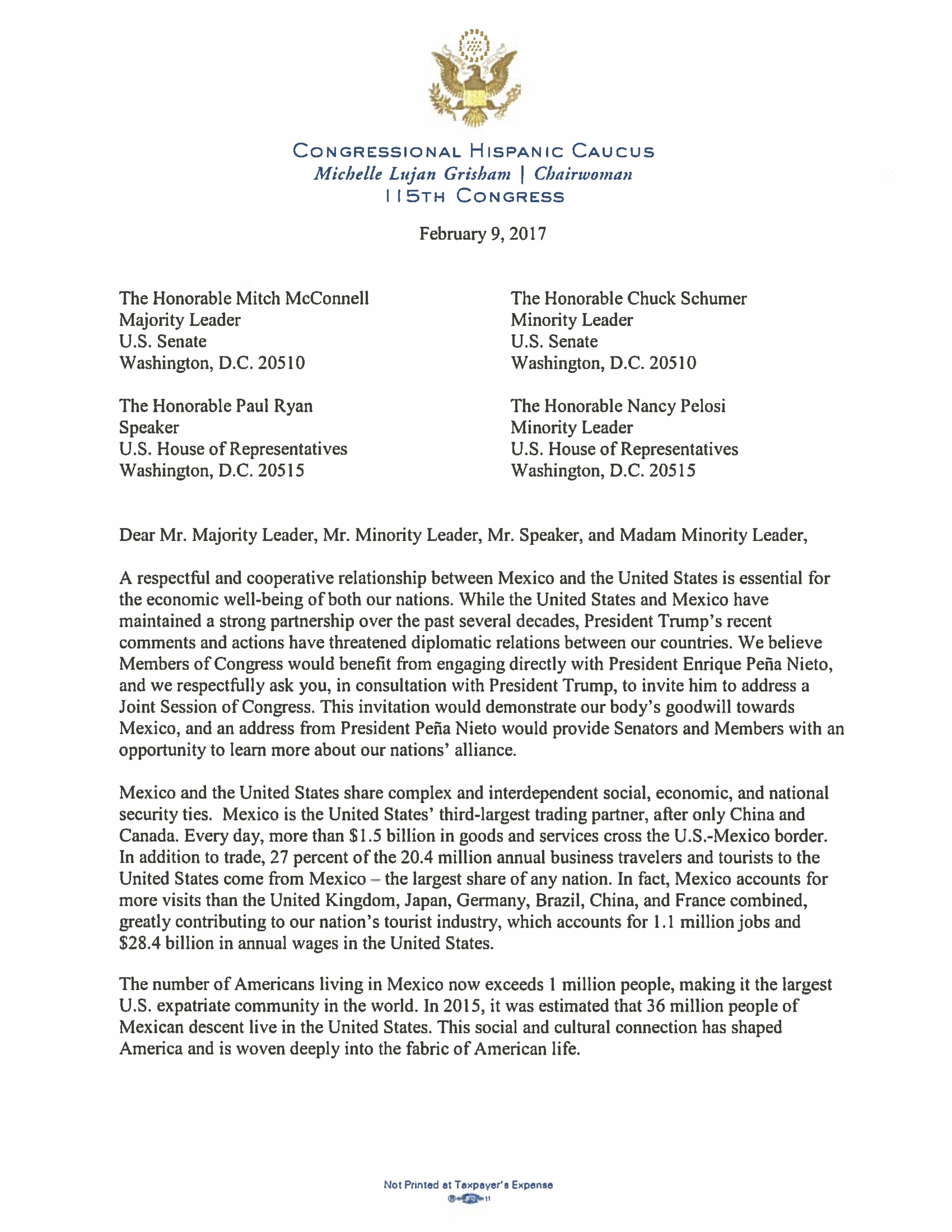 CHC Letter to Leadership 