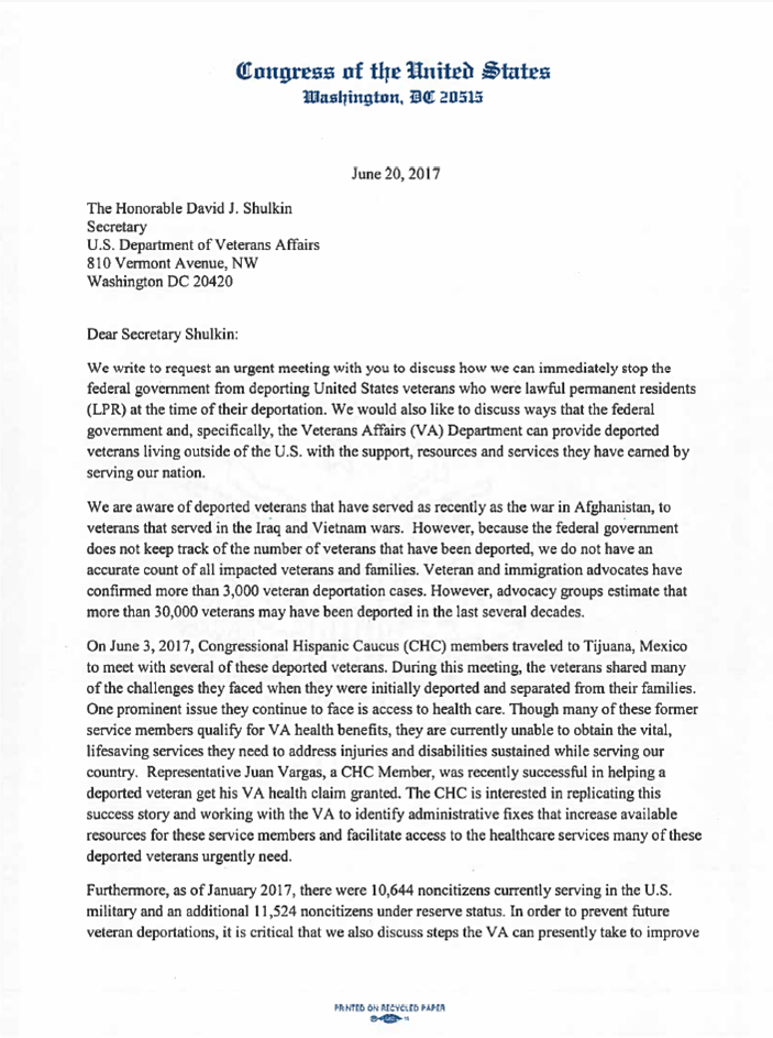 CHC Mtg Request to VA Sec 1 