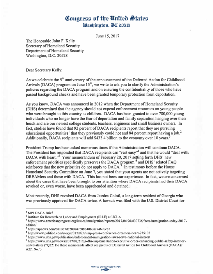 Tri  Caucus Chairs Urge DHS to Uphold DACA on 5th Anniversary 1 